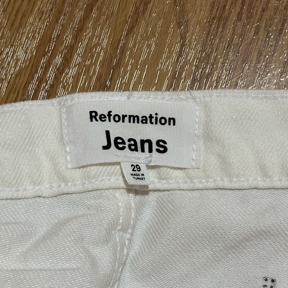 Reformation Jeans Cowboy Studded High Rise Straight Vintage White Size 29 - Picture 4 of 11